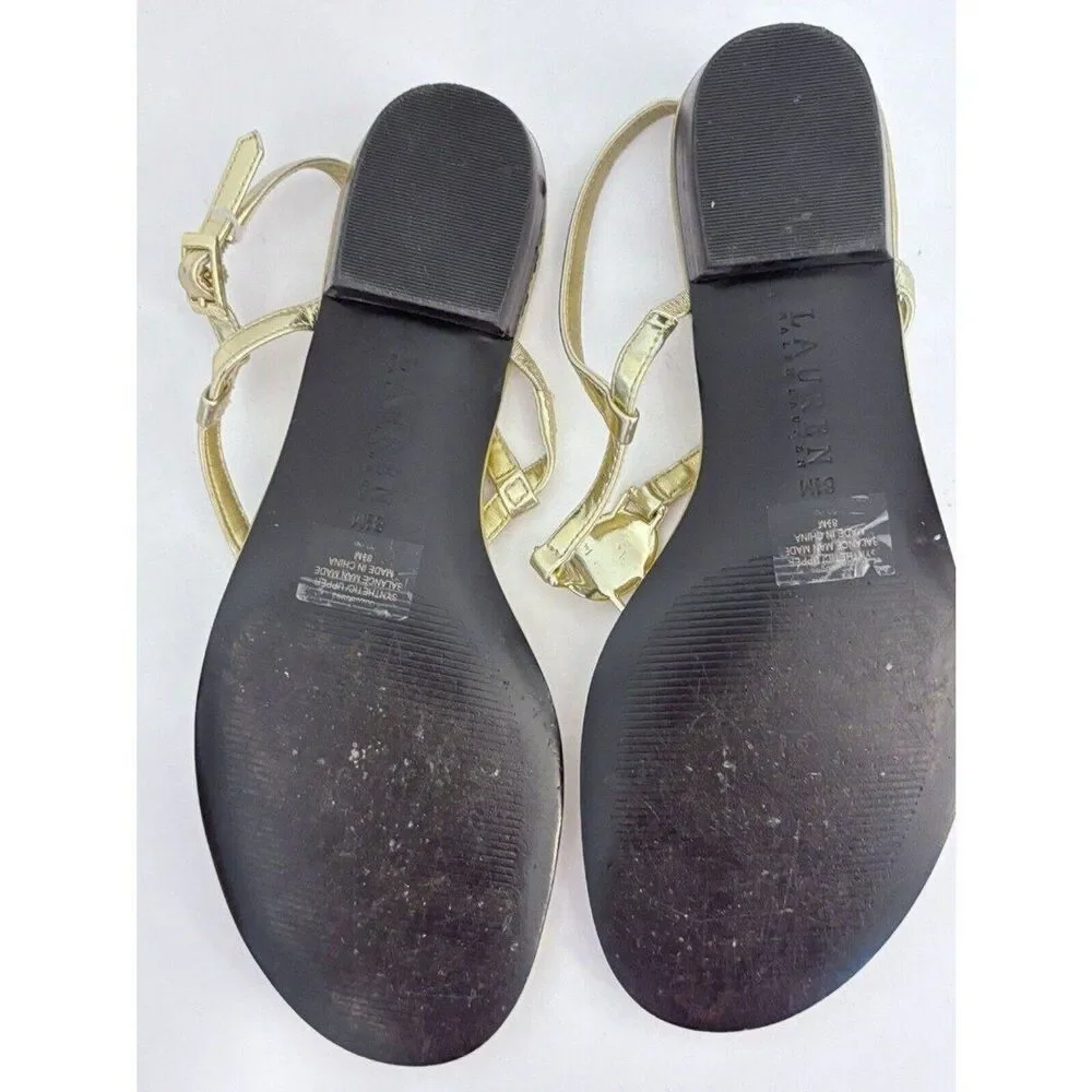 Lauren Ralph Lauren Women's Gold Metallic LRL Sandals 8.5M